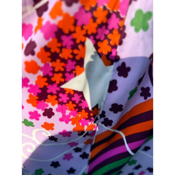 Vintage 1960s Velvet & Psychedelic Print Maxi Dress Burgundy Mod Evening Gown - Picture 5 of 8